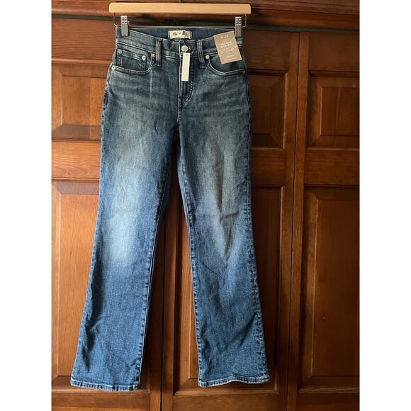 NWT Madewell Women's Mid Rise Kick Out Crop Jeans Flare Leg Oneida Wash Size 24 - Picture 2 of 14
